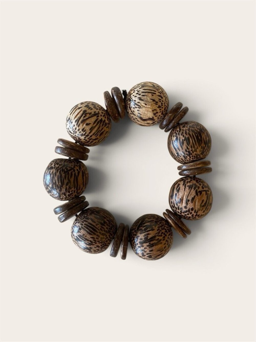 Natural Black Palm Wood Buddhist Wrist Mala Bracelet 21 Beads Prayer Meditation